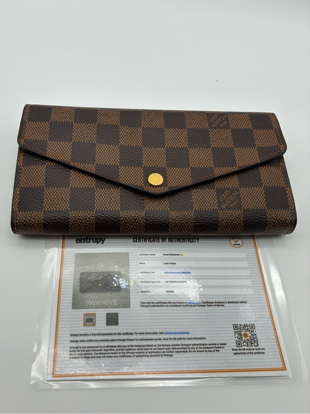 Louis vuitton damier ebene envelope Sarah wallet with COA - Picture 4 of 14